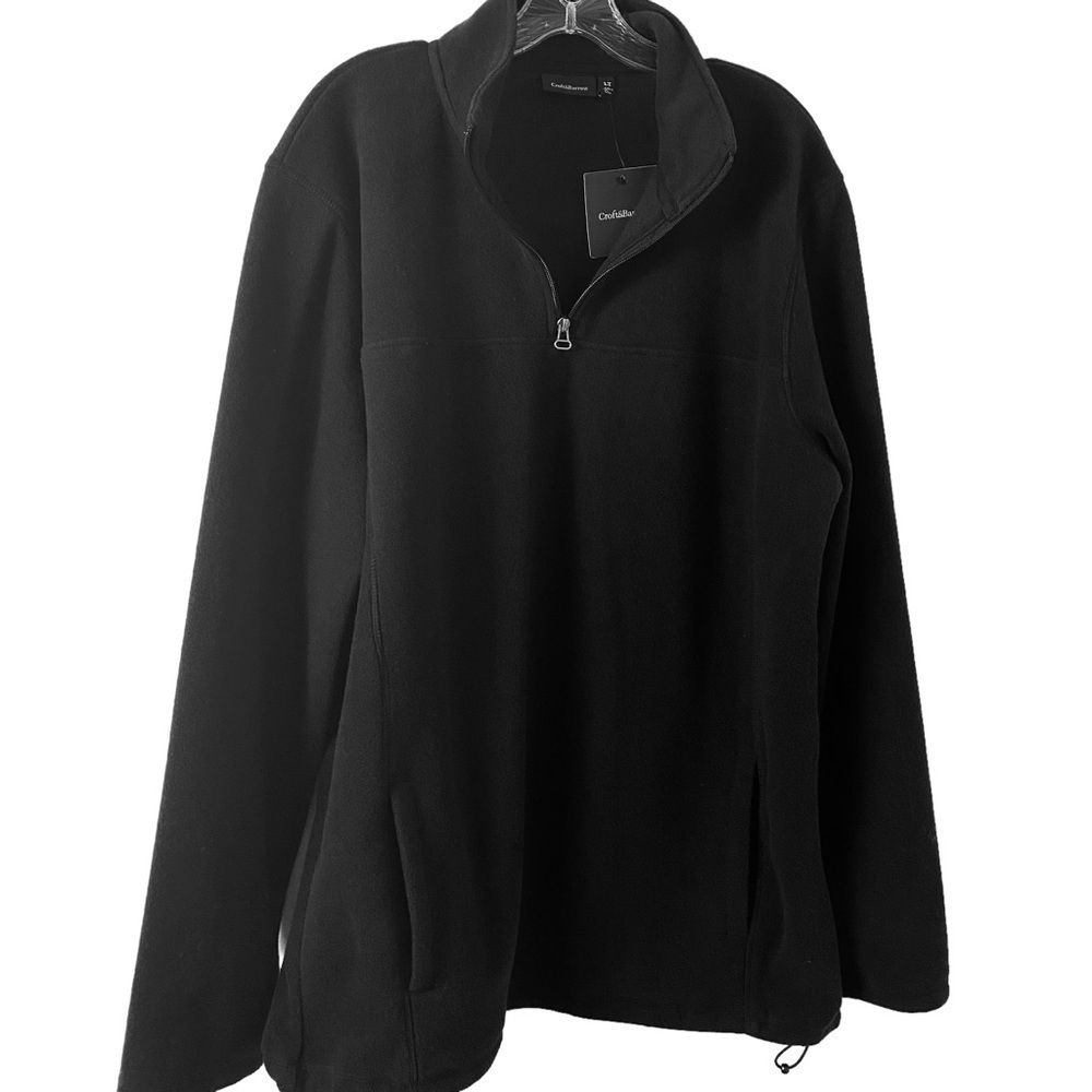Tall Men Croft & Barrow Black Fleece Pullover Sweater. Sz L